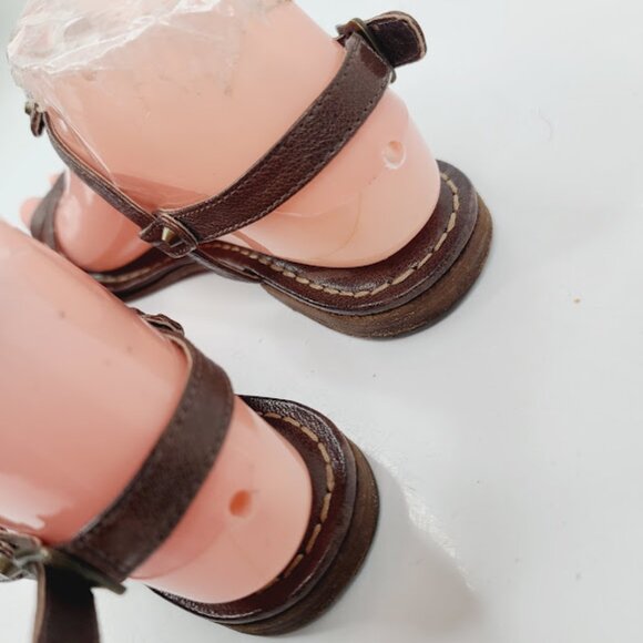 Frye Women's Brown Carson Leather Open Toe T-Strap Traditional Sandal Size 6.5M - Picture 4 of 7